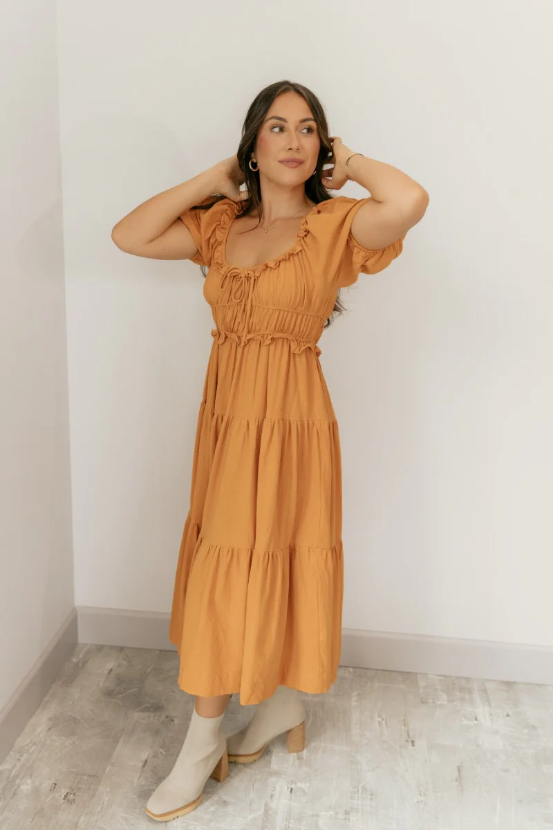Raina Ginger Tiered Short Sleeve Midi Dress - Image 4