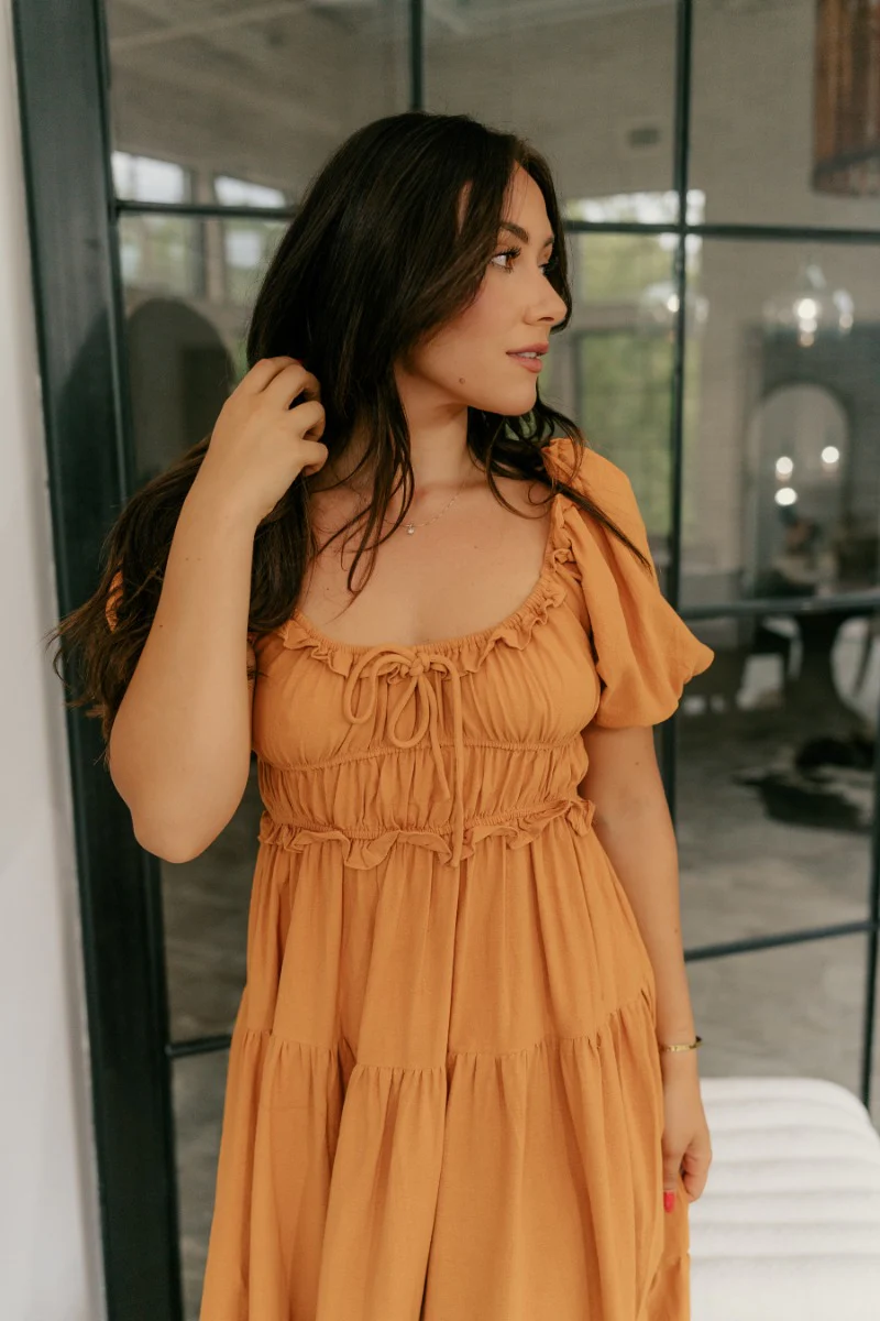 Raina Ginger Tiered Short Sleeve Midi Dress - Image 7