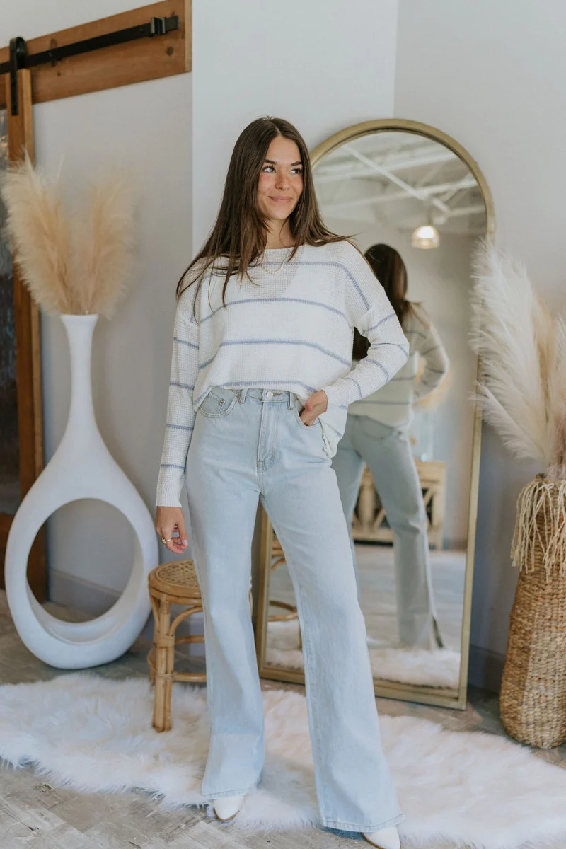 Blue stripe white Rainy Day Top - Image 2