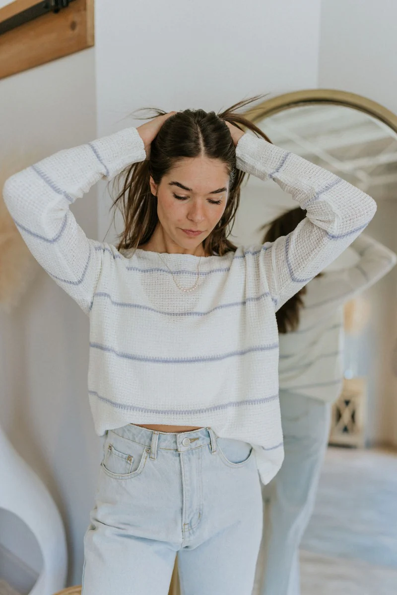 Blue stripe white Rainy Day Top - Image 3