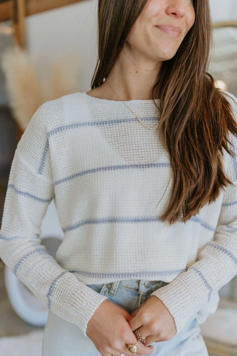 Blue stripe white Rainy Day Top - Image 4