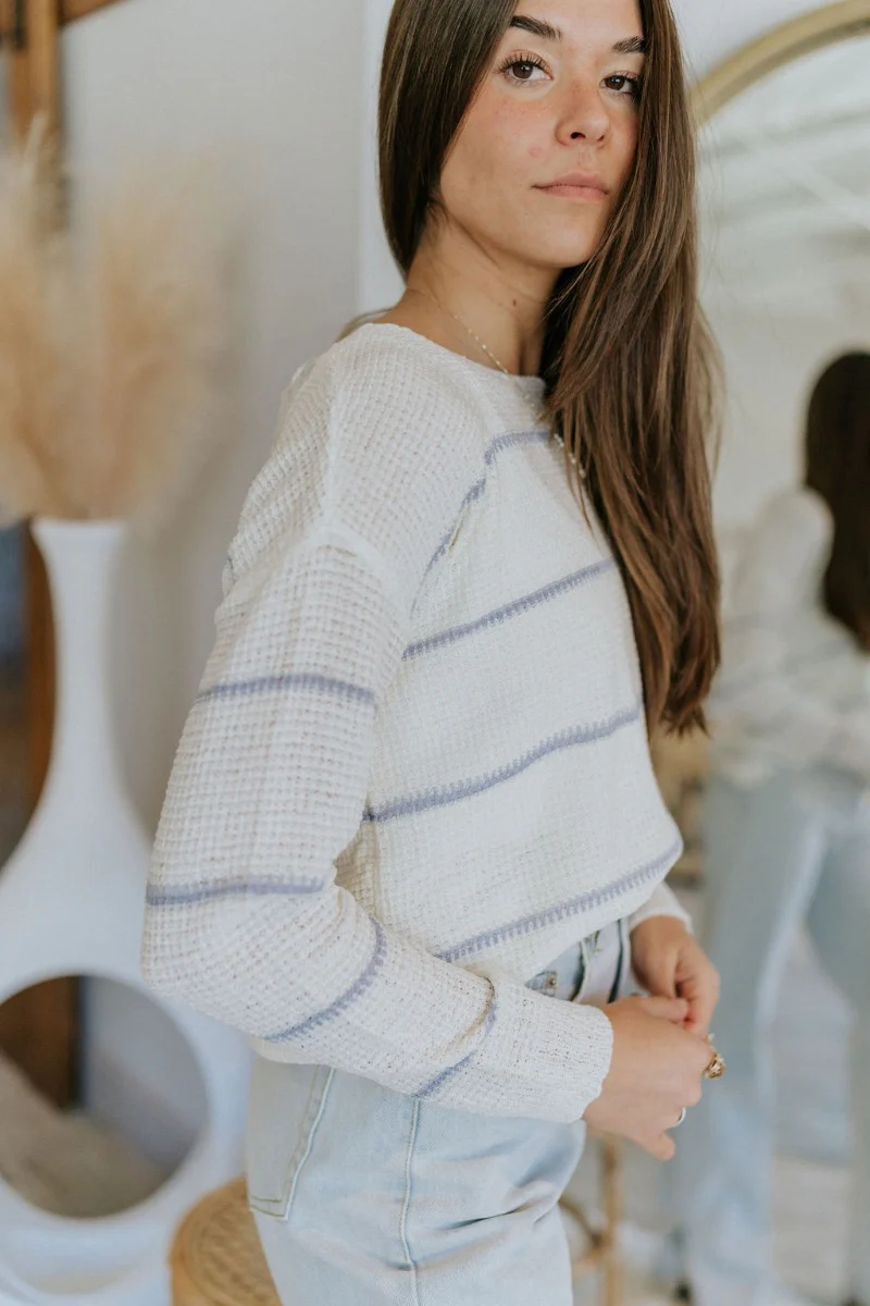 Blue stripe white Rainy Day Top - Image 5