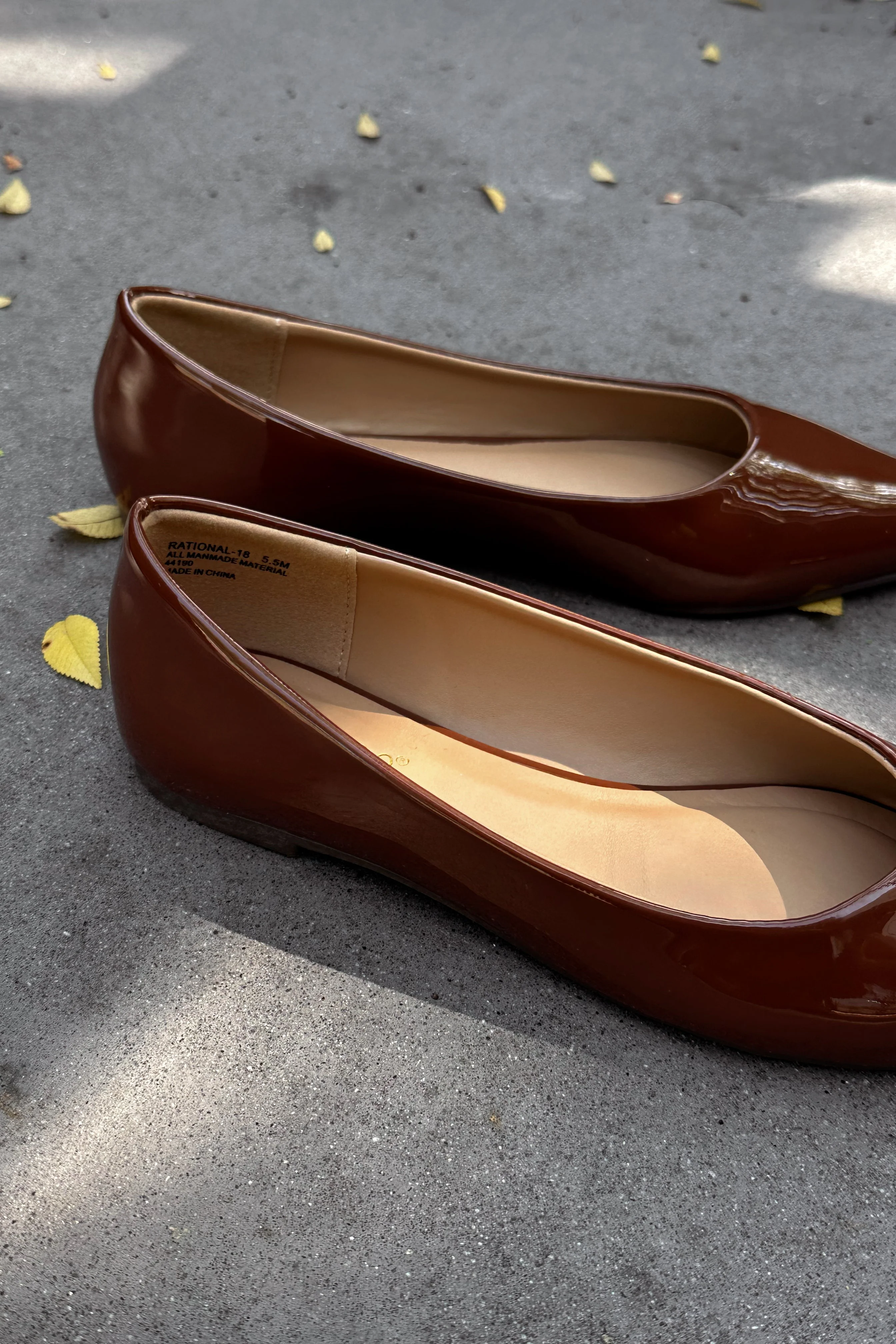 Rational Brown Patent Leather Pointed Toe Flats - Image 3
