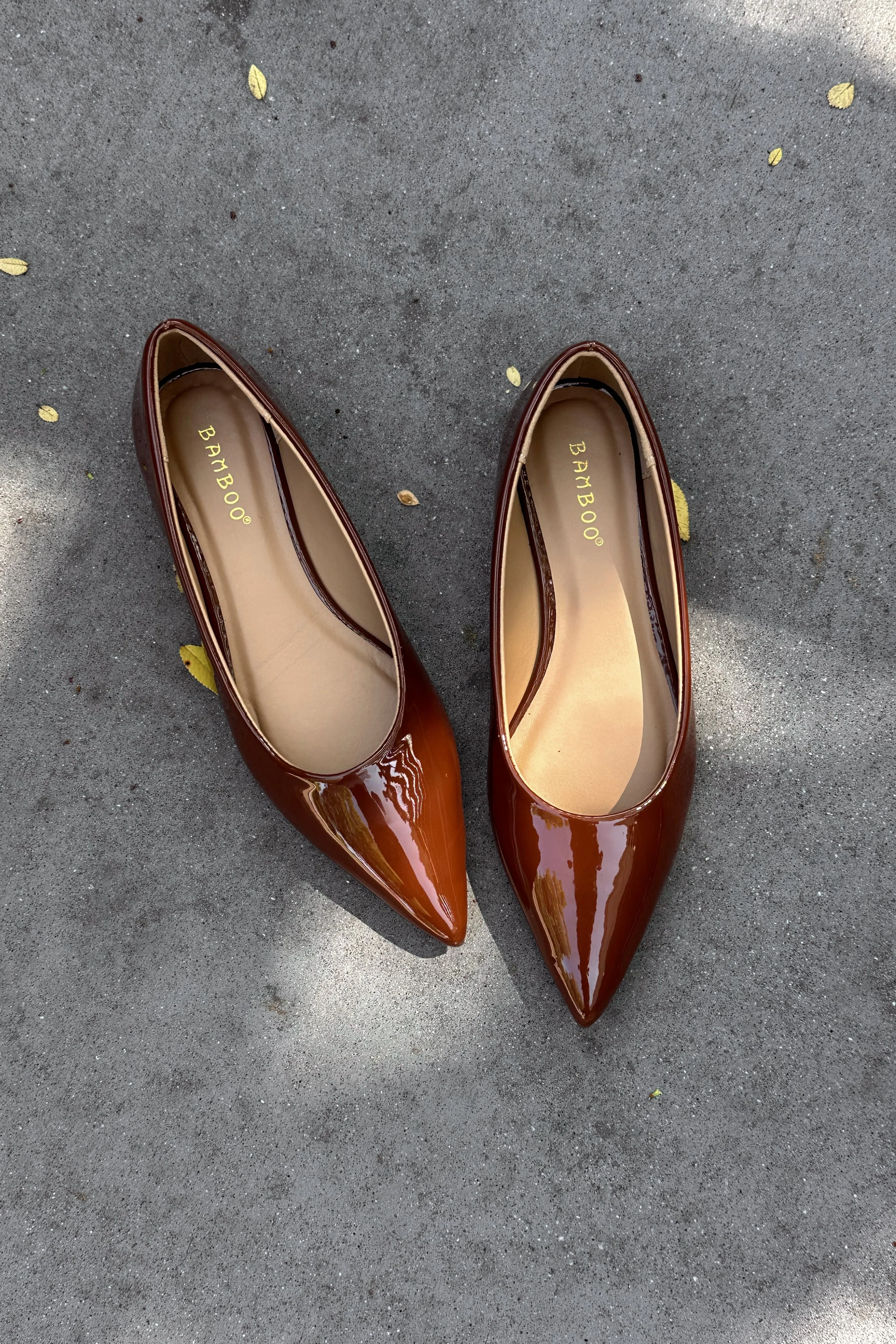 Rational Brown Patent Leather Pointed Toe Flats - Image 4