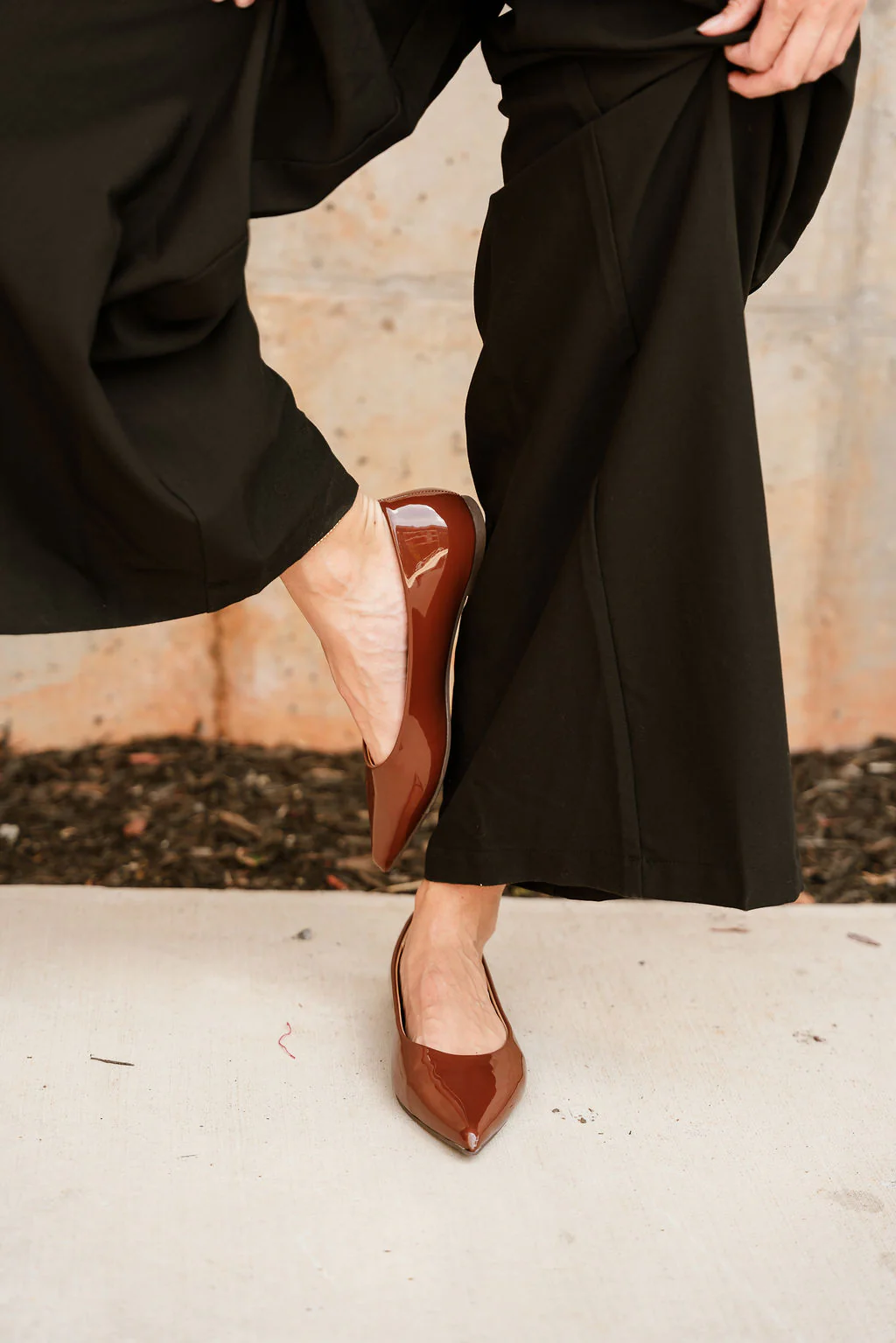 Rational Brown Patent Leather Pointed Toe Flats - Image 5