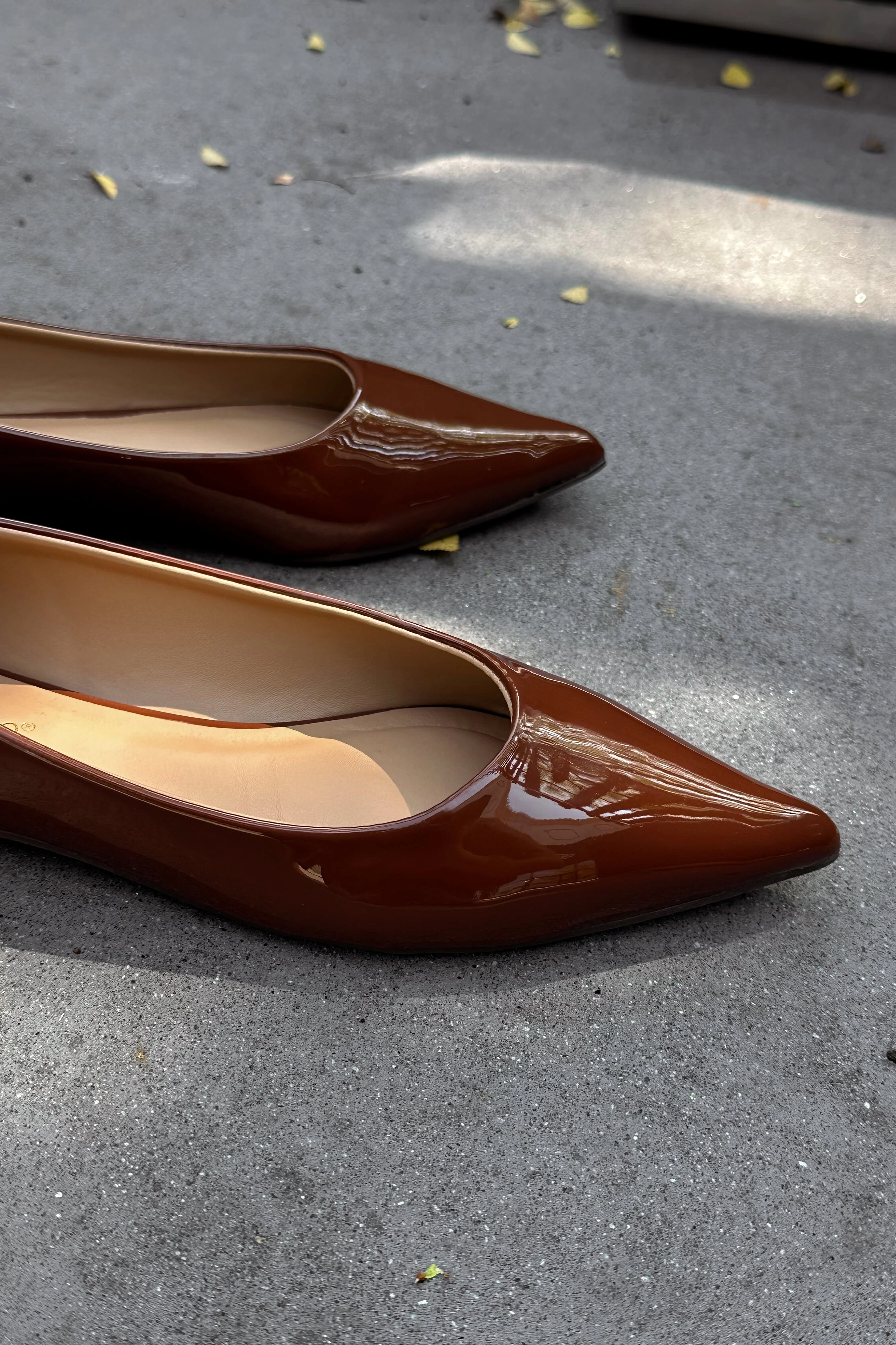 Rational Brown Patent Leather Pointed Toe Flats - Image 6