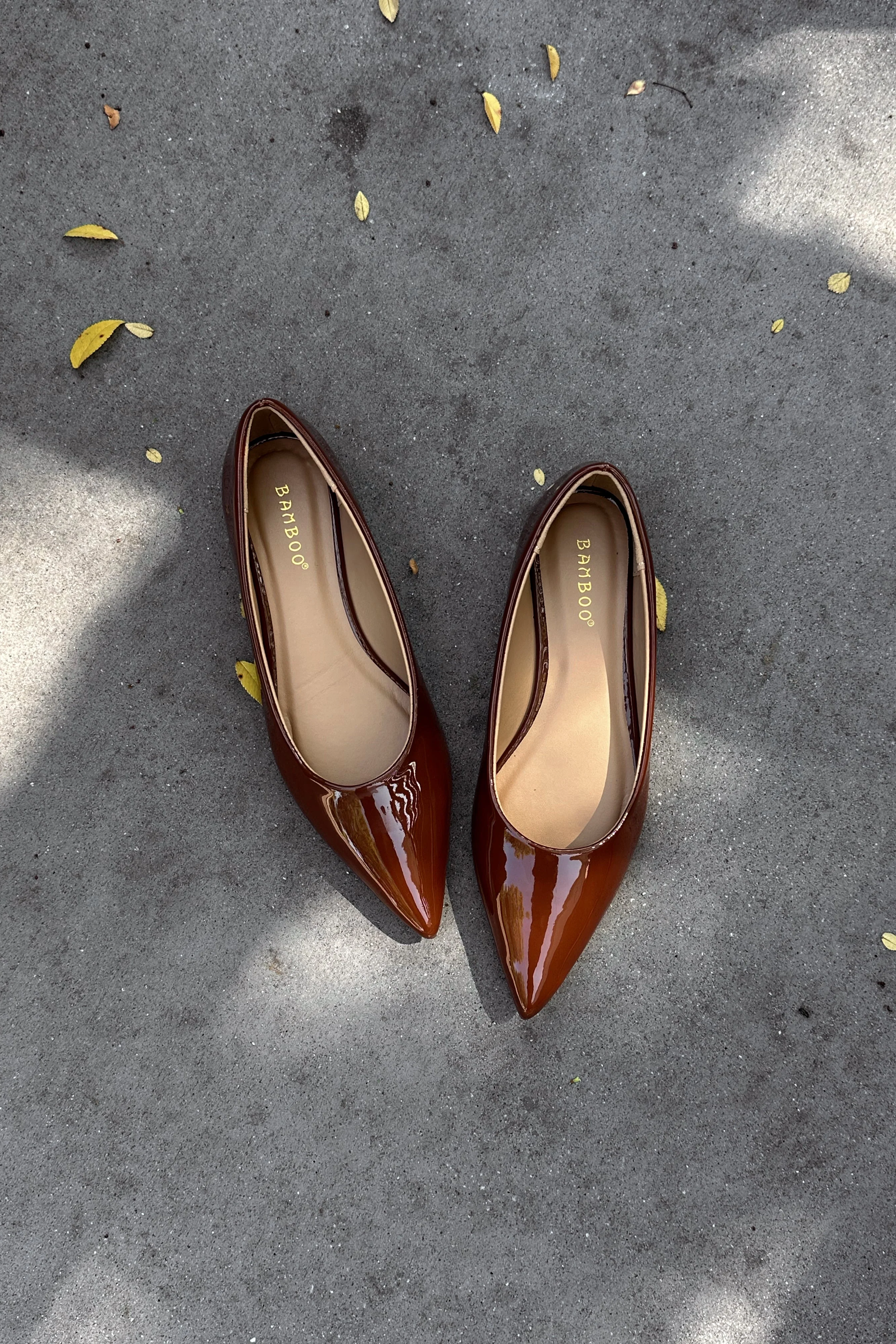 Rational Brown Patent Leather Pointed Toe Flats - Image 7