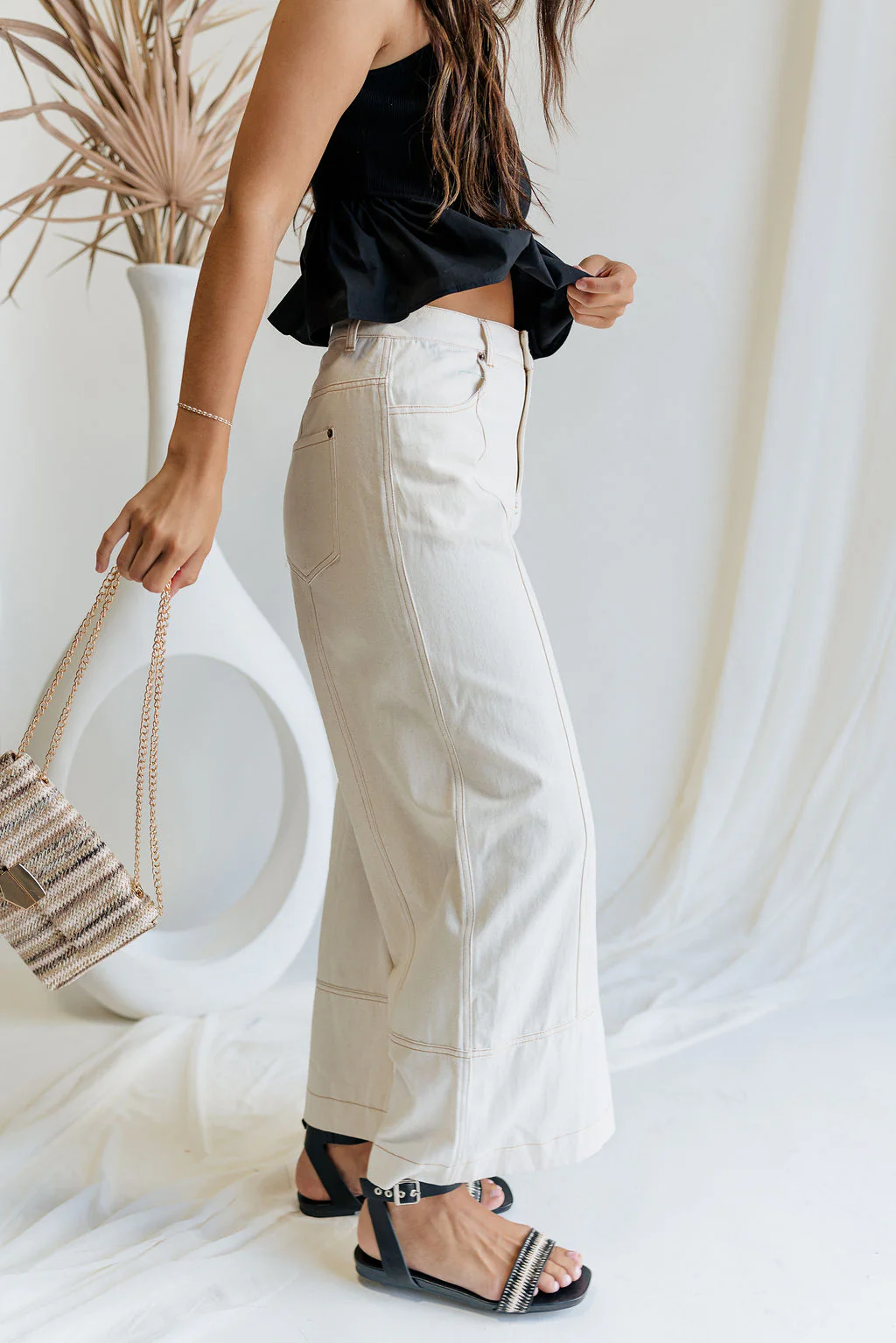 Raya Wide Leg Cropped Pants - Image 11