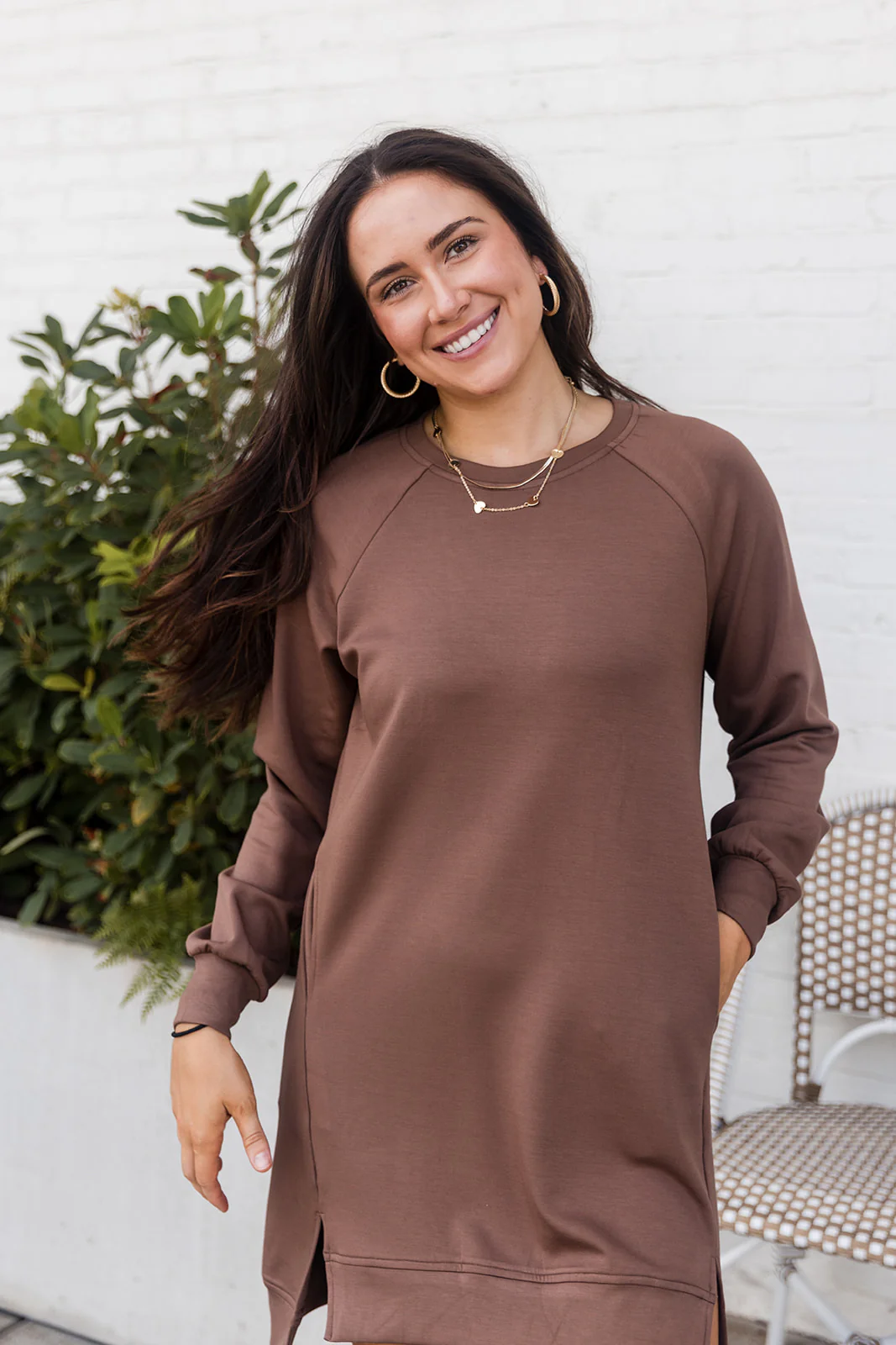 Reagan Brown Long Sleeve Dress - Image 5