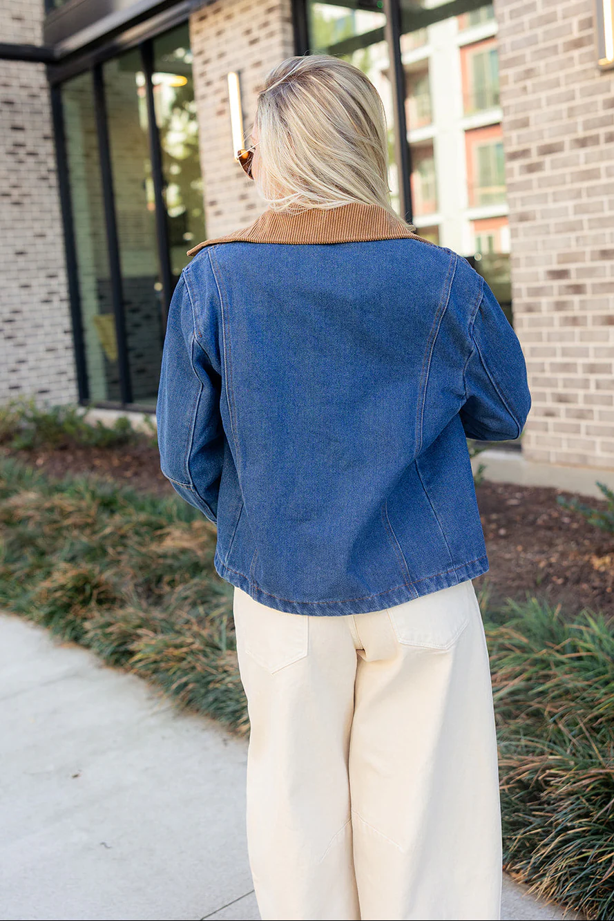 Reagan Denim & Brown Corduroy Collar Jacket - Image 10