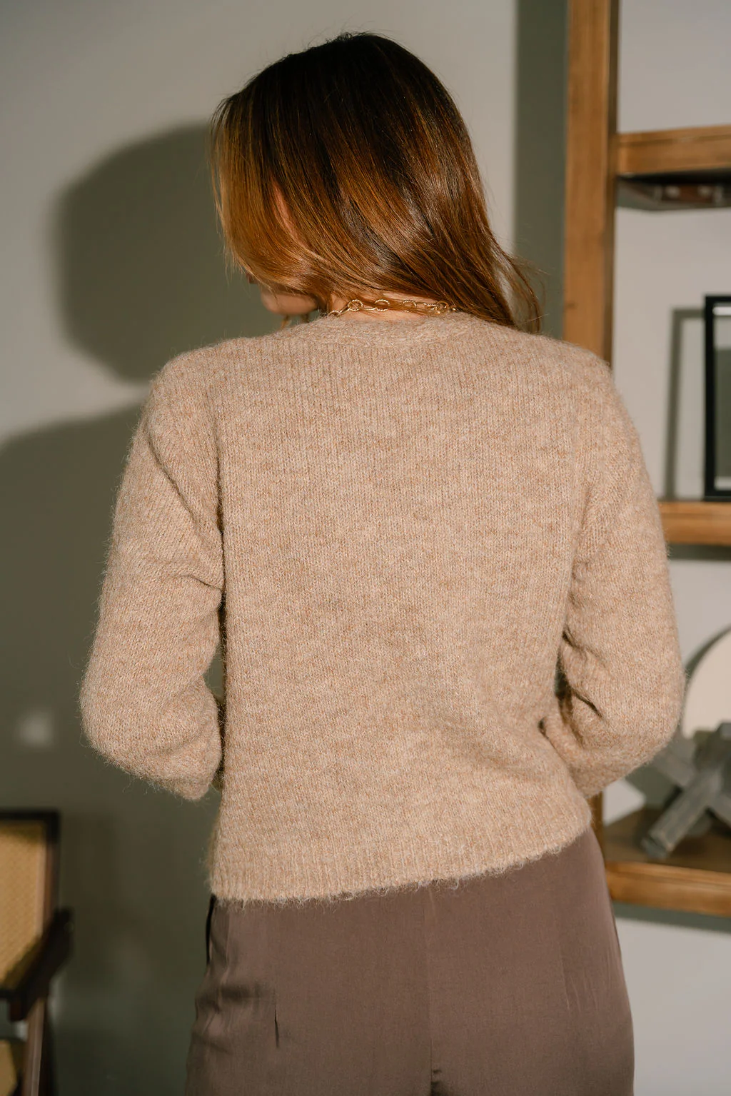 Reagan Taupe & Cream Button-Up Cardigan - Image 7