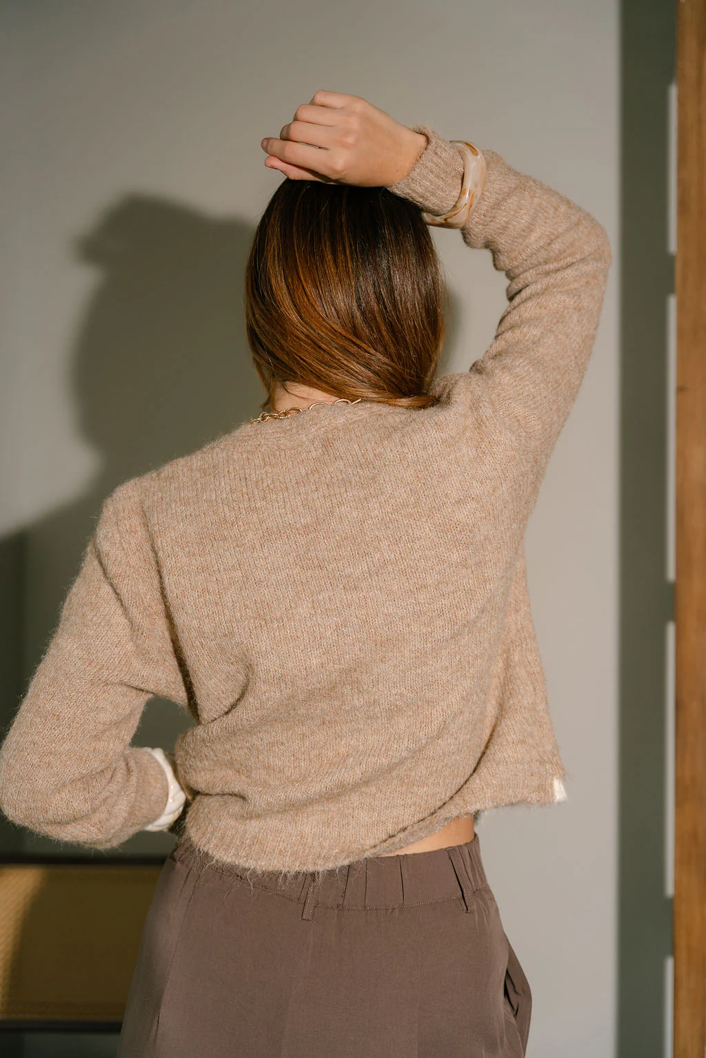 Reagan Taupe & Cream Button-Up Cardigan - Image 8