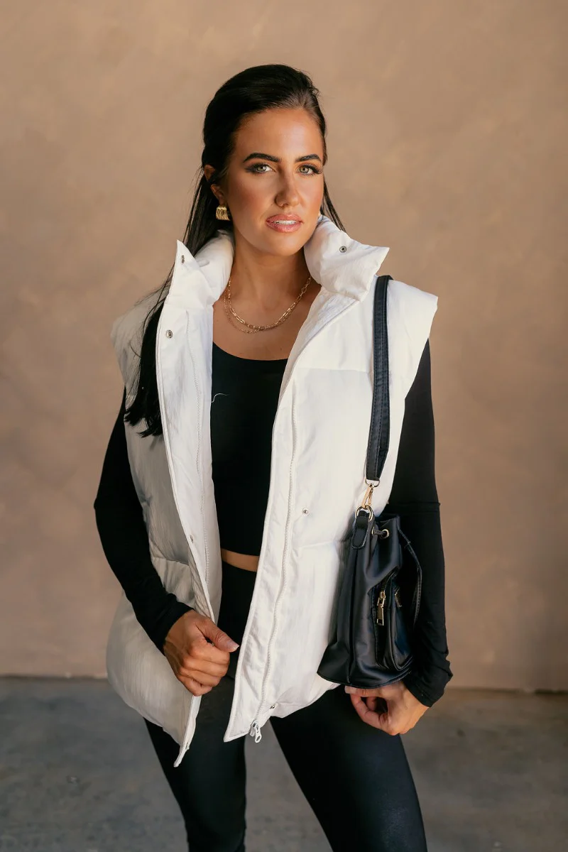 Reagan White Oversized Puffer Vest - Image 3