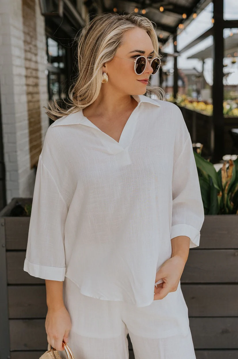 Rebecca Ivory Linen Top - Image 5