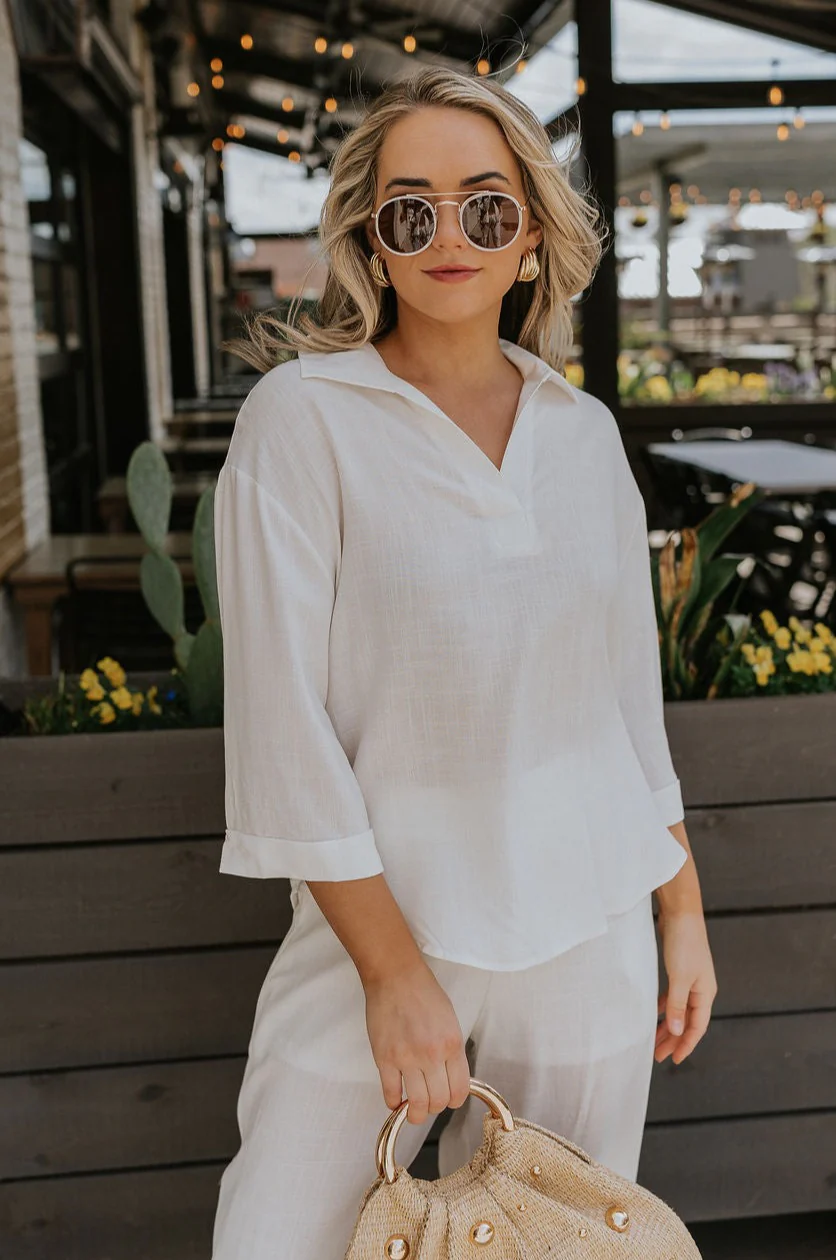 Rebecca Ivory Linen Top - Image 6