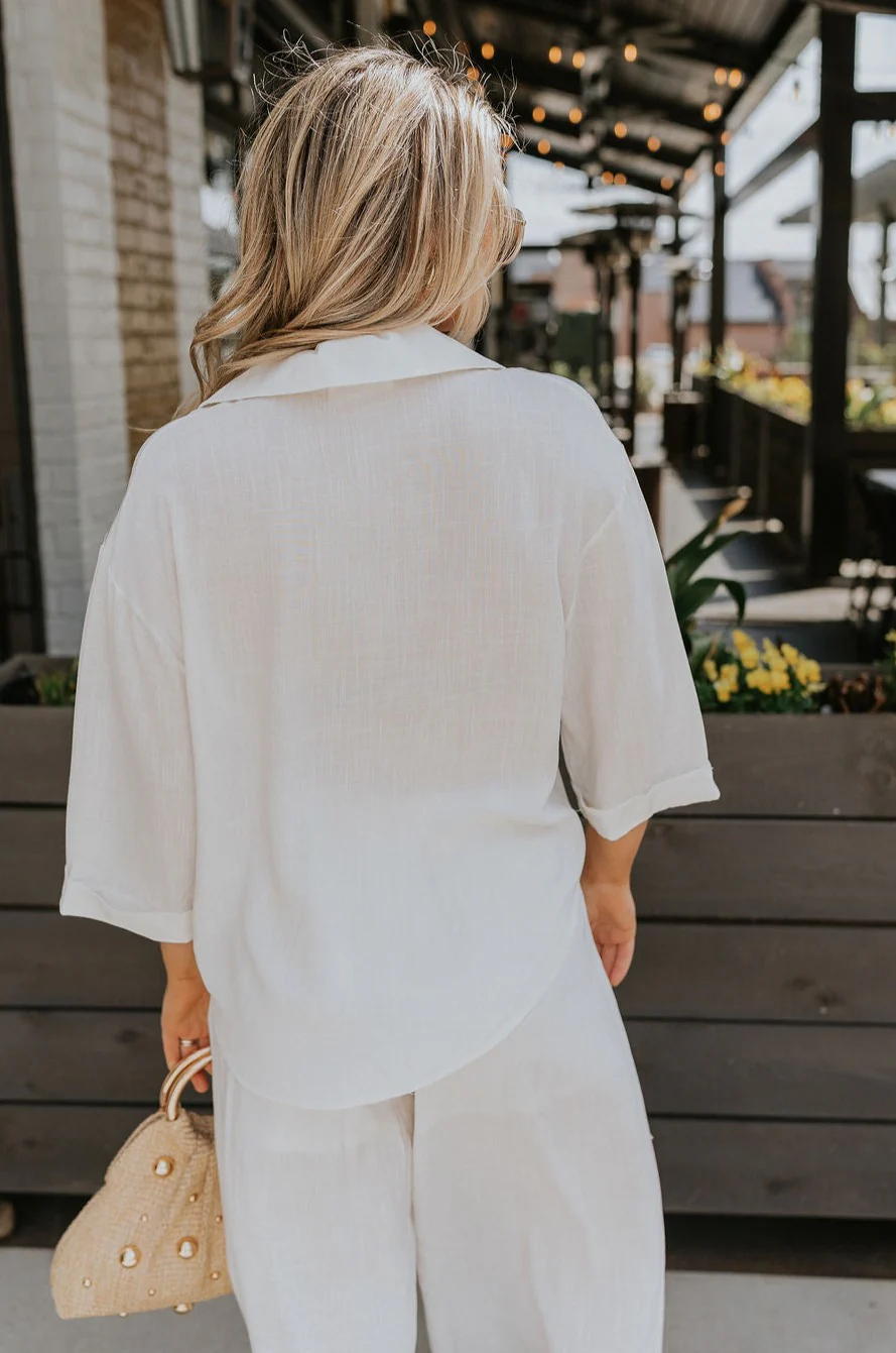 Rebecca Ivory Linen Top - Image 8