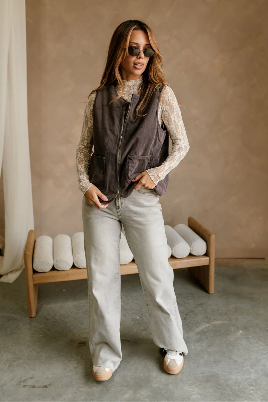 Rebecca Washed Indigo Zip-Up Vest - Image 4