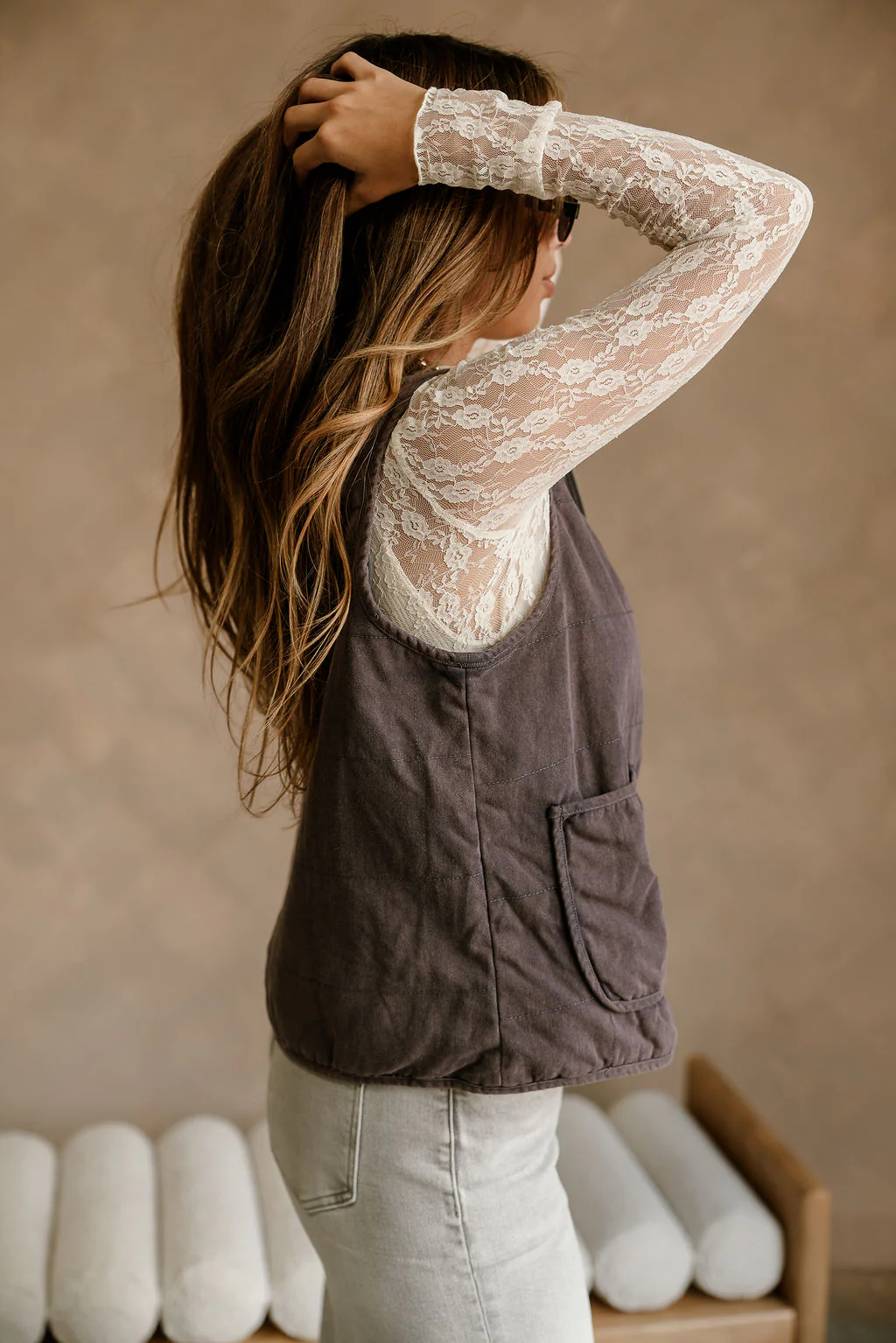 Rebecca Washed Indigo Zip-Up Vest - Image 5