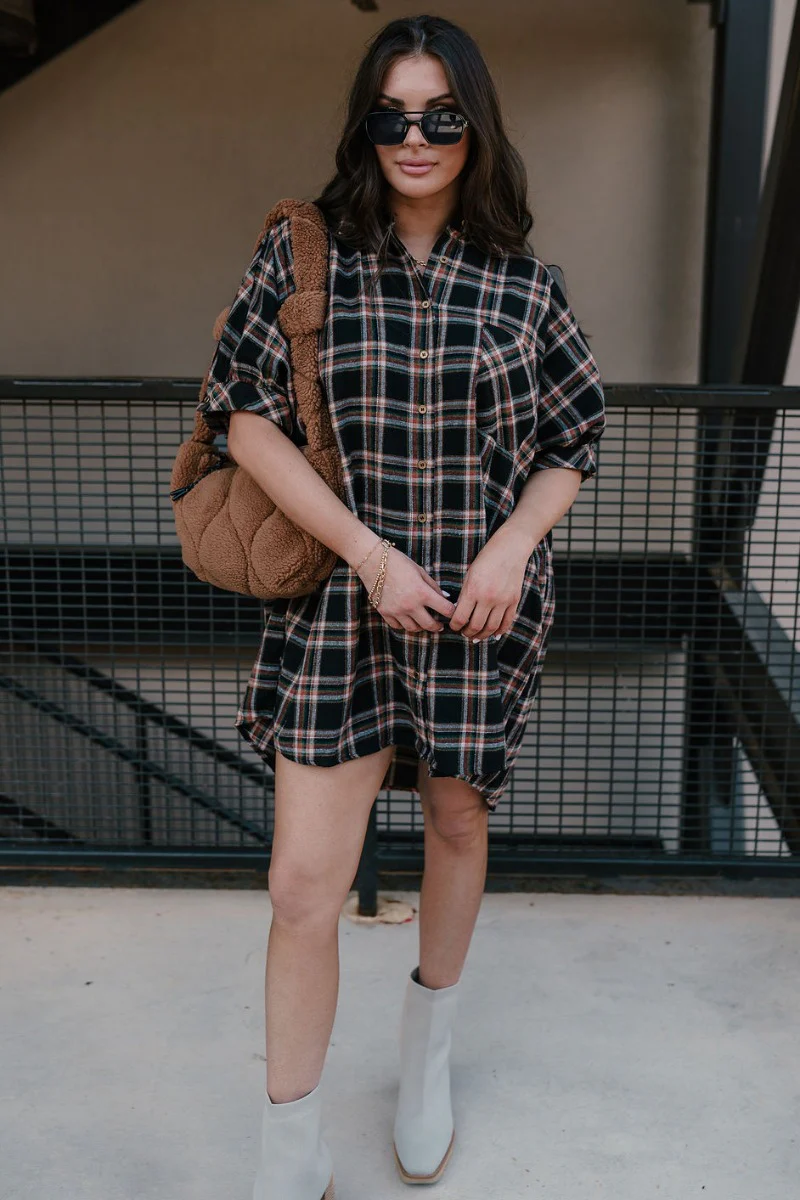 Rebekah Black Multi Plaid Button-Up Dress - Image 2
