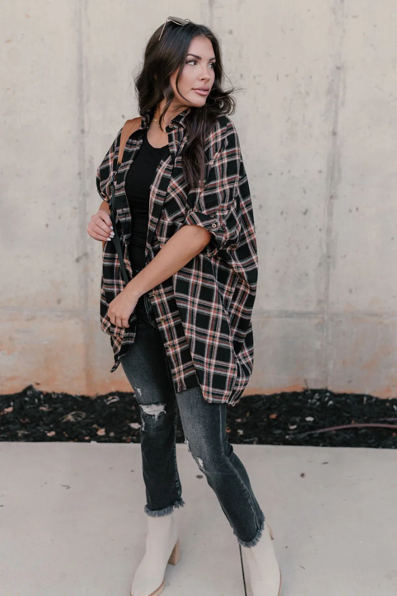 Rebekah Black Multi Plaid Button-Up Dress - Image 4