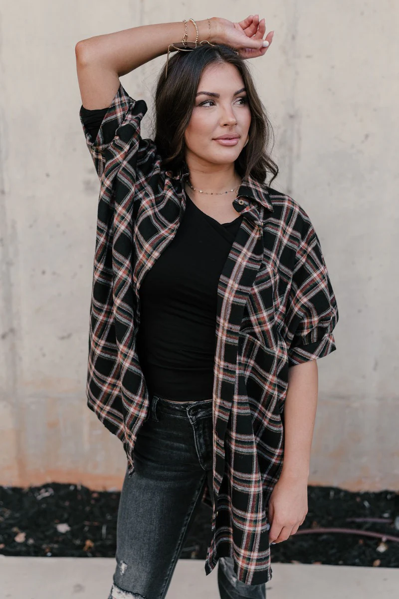 Rebekah Black Multi Plaid Button-Up Dress - Image 5