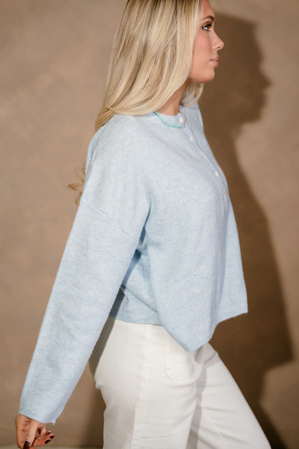 Reese Light Blue Quarter Button Sweater - Image 8