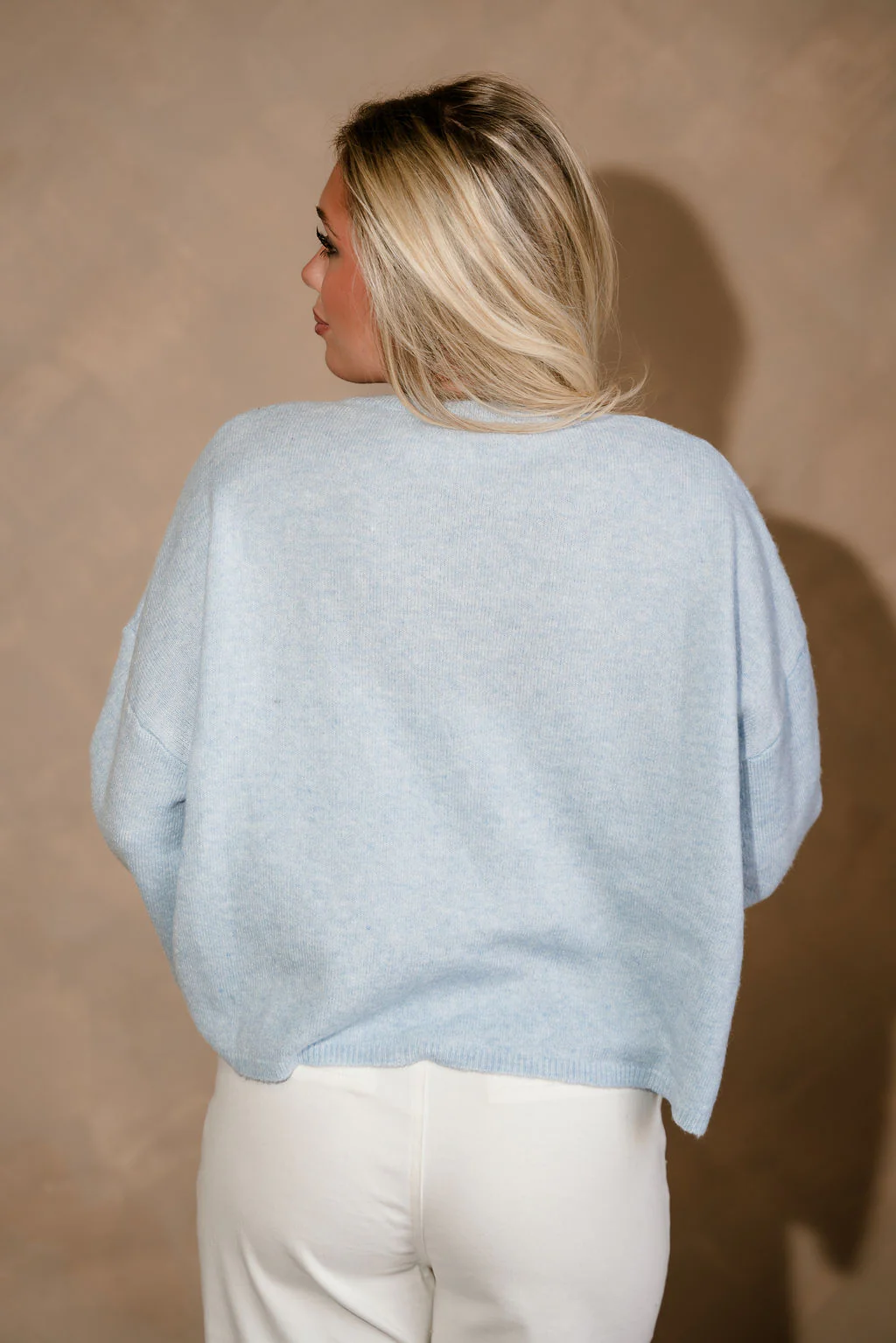 Reese Light Blue Quarter Button Sweater - Image 9