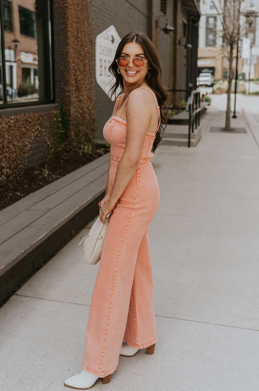 Regan Wide Leg Denim Jumpsuit - Image 4