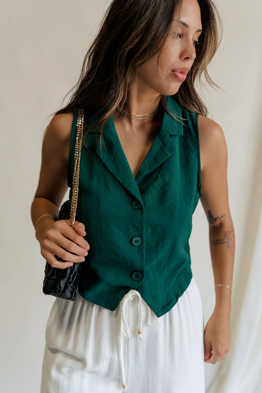 Reign Hunter Green Buttoned Vest