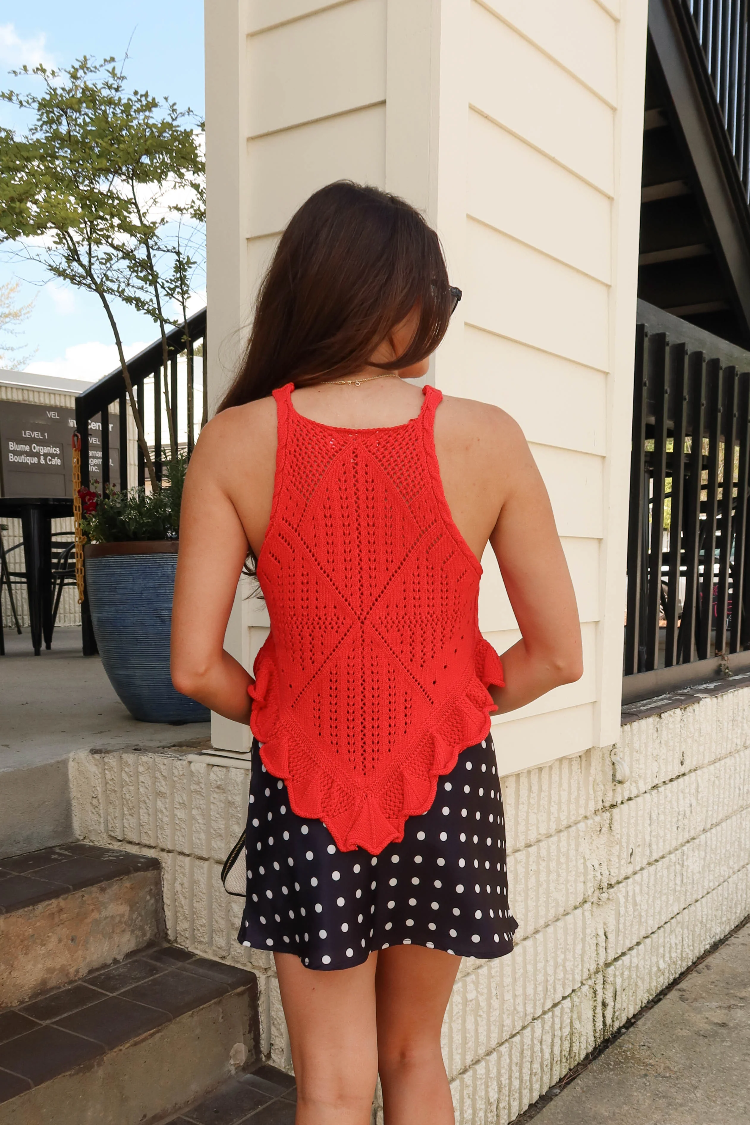 Reign Red Open Knit Flare Tank - Image 4