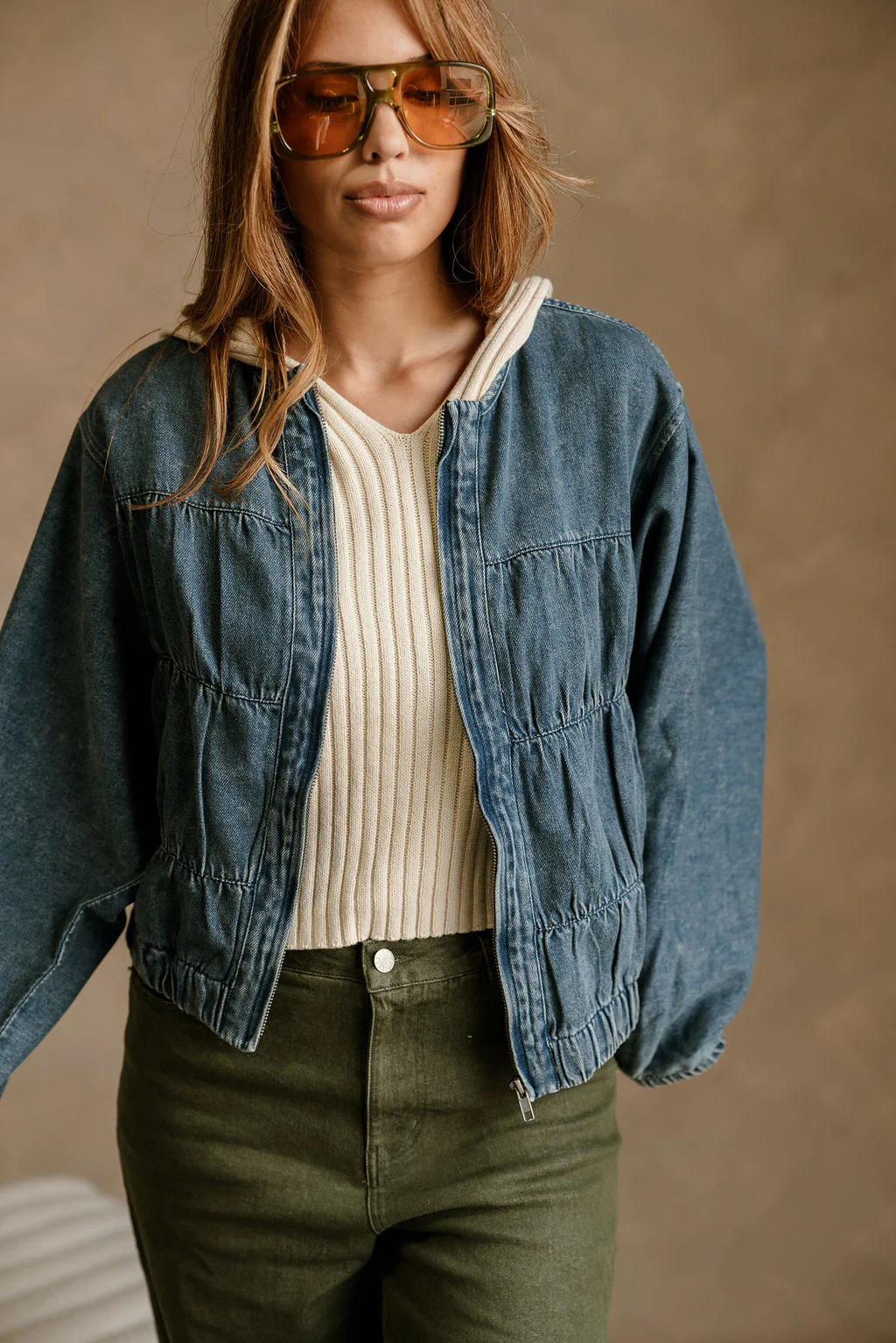 Reina Washed Denim Balloon Jacket - Image 2