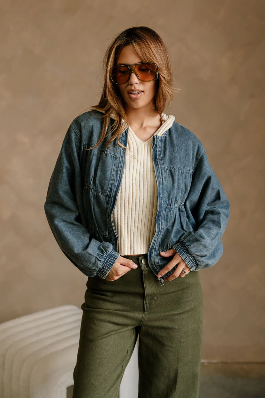 Reina Washed Denim Balloon Jacket - Image 5