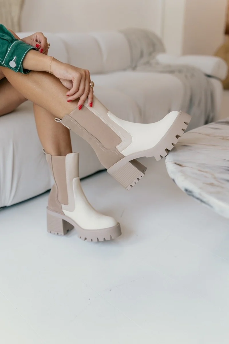Remi Boot in Beige & Bone