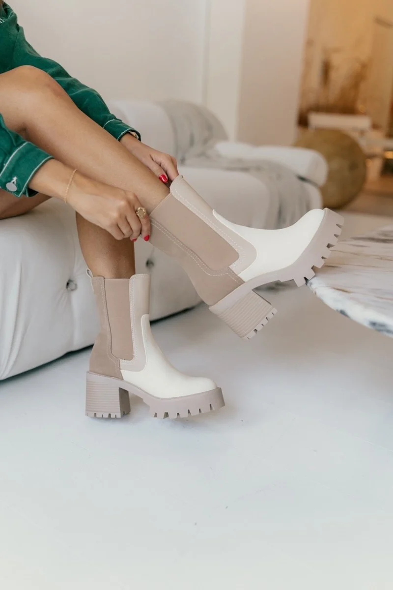 Remi Boot in Beige & Bone - Image 2