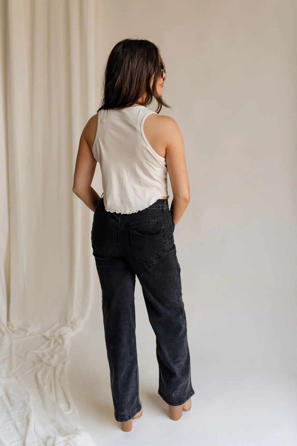 Remi Rhinestone Slit Black Jeans - Image 6