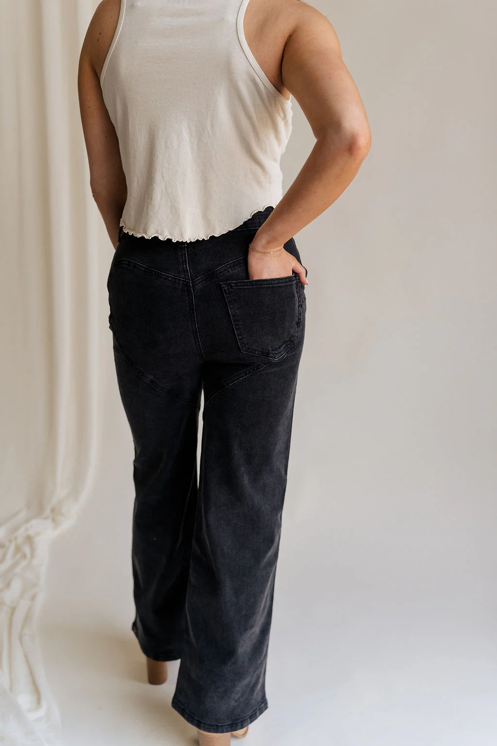 Remi Rhinestone Slit Black Jeans - Image 7