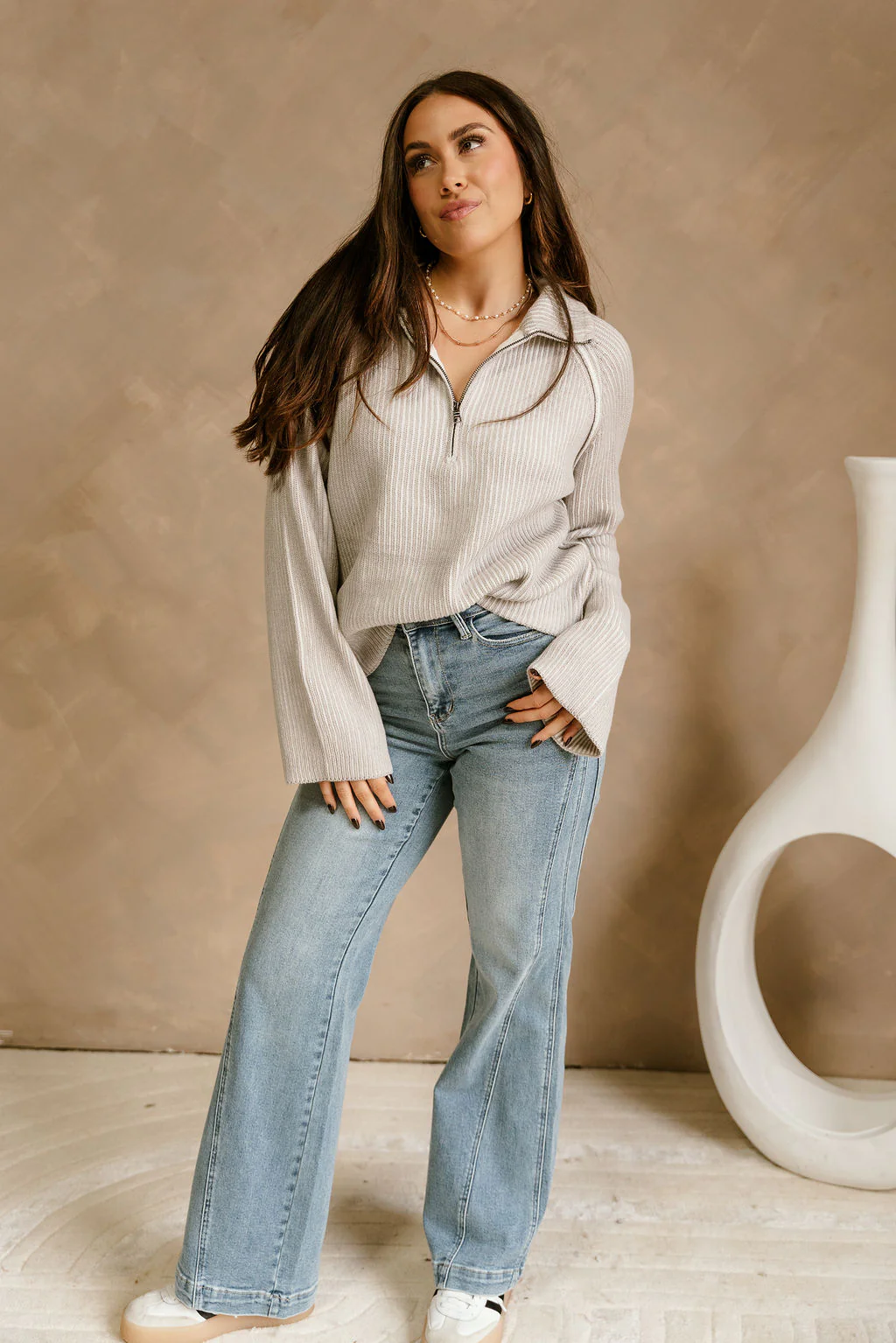 Remington Grey Quarter-Zip Sweater