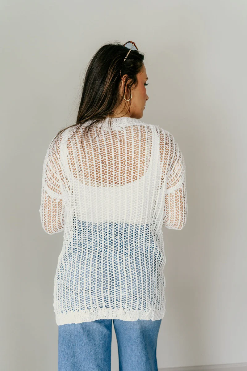 Remington Ivory Crochet Knit Cardigan - Image 3