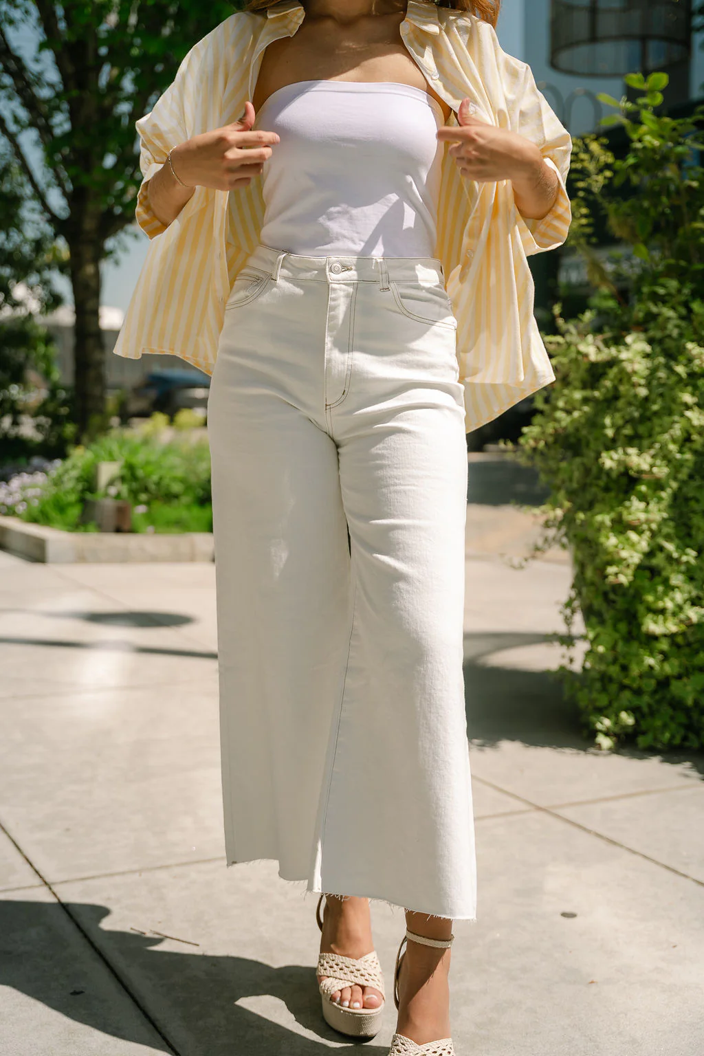 Remy White Denim Wide Leg Pants