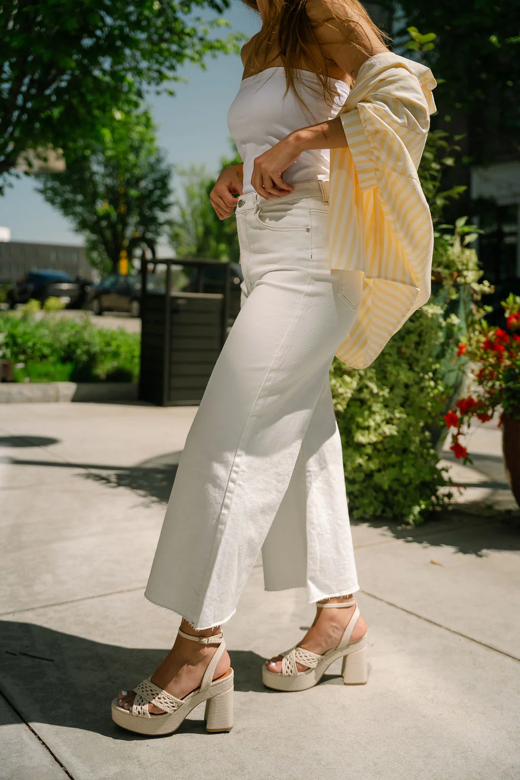 Remy White Denim Wide Leg Pants - Image 2