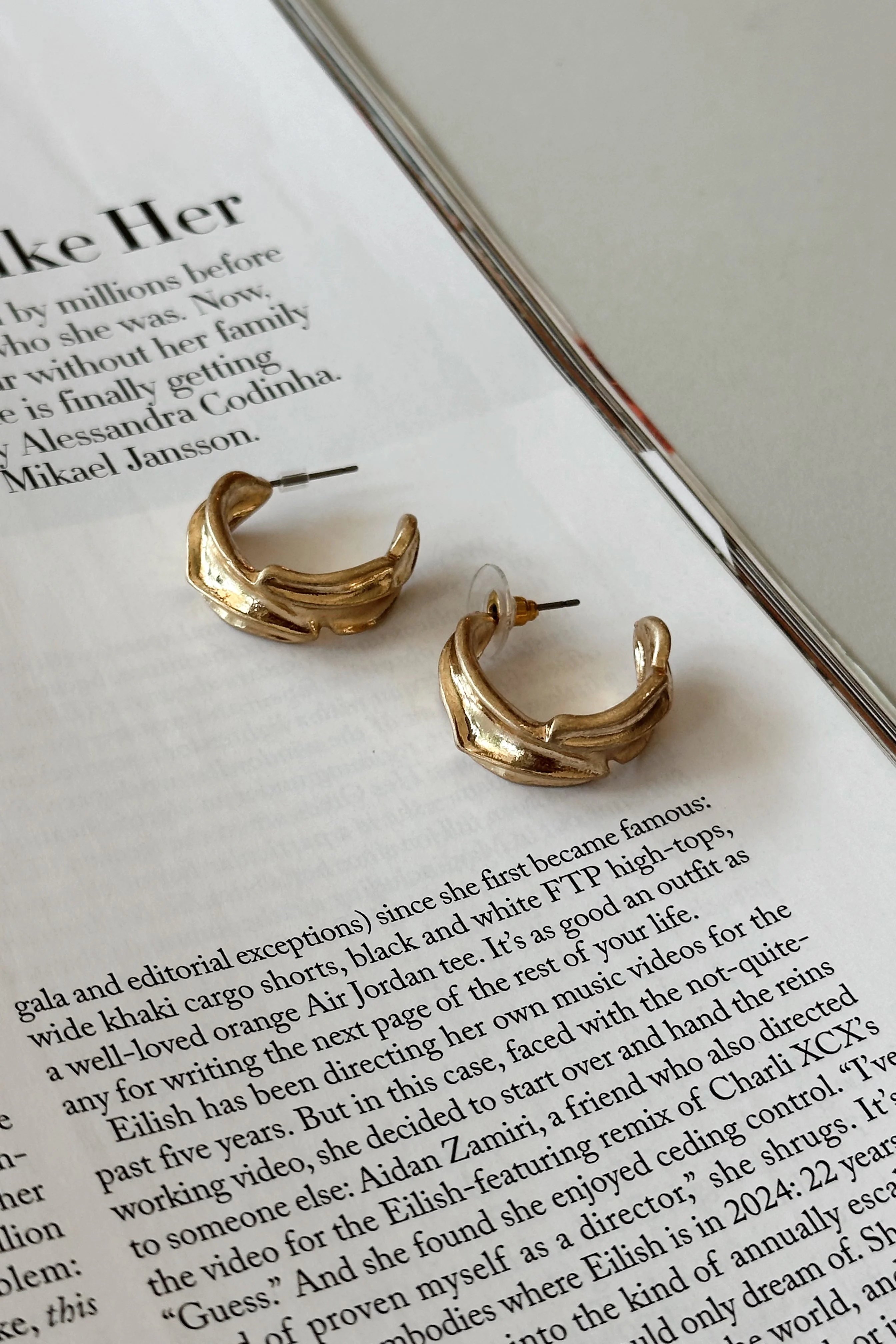 Renee Brushed Gold Hoop Earrings
