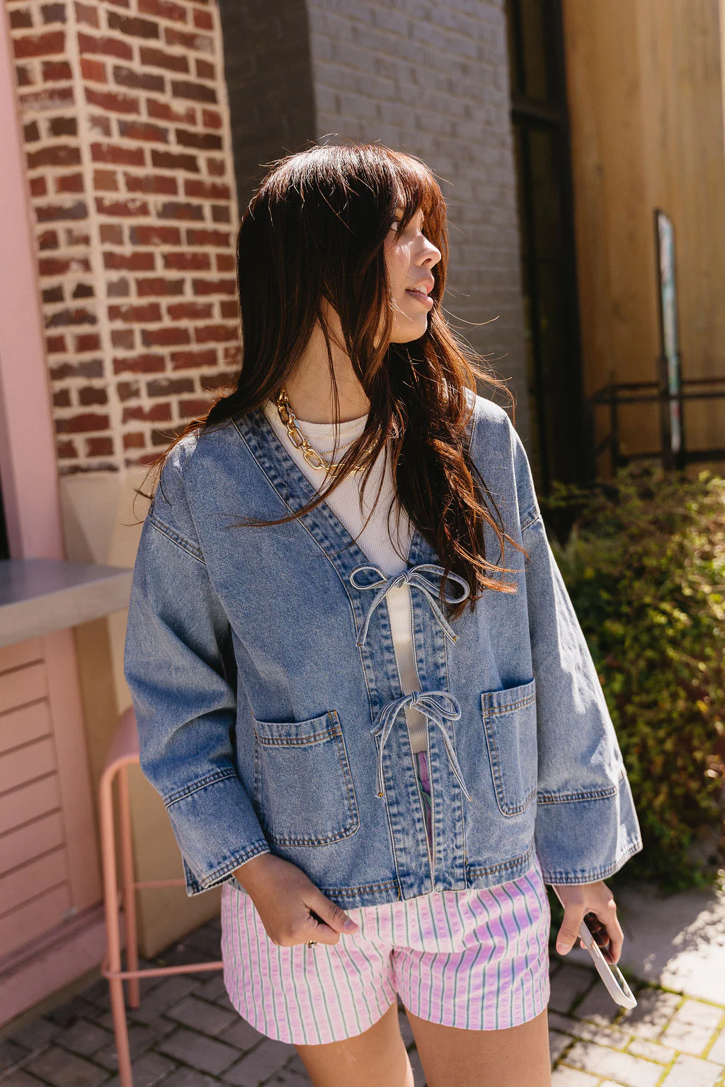 Reya Denim Tie Front Jacket