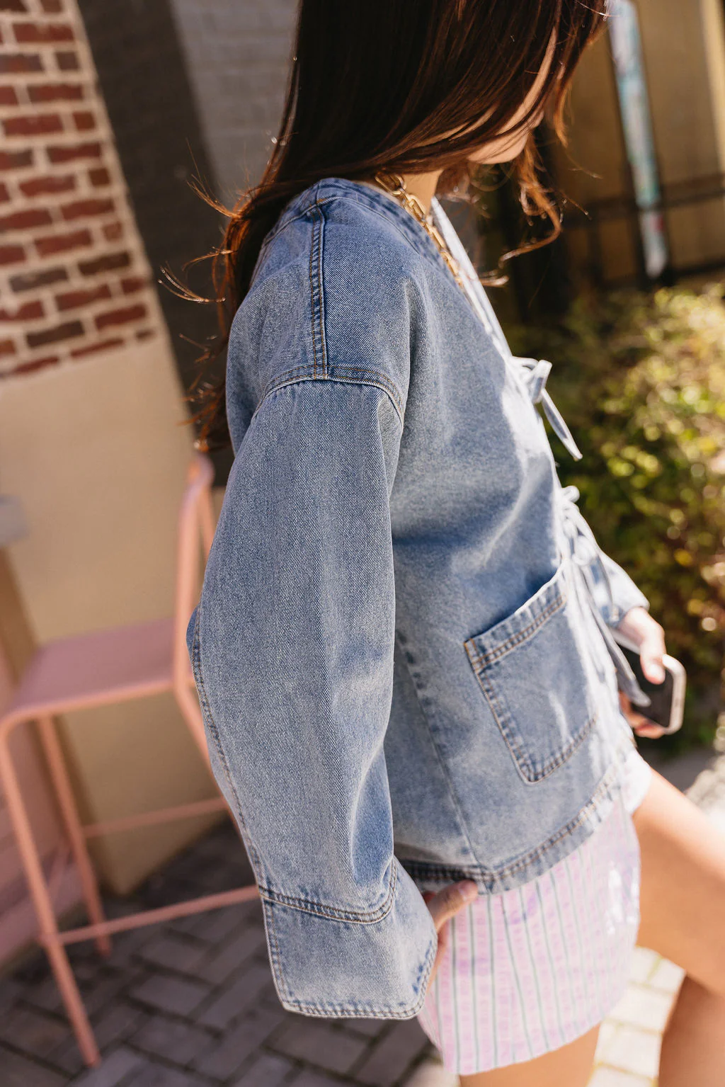 Reya Denim Tie Front Jacket - Image 5