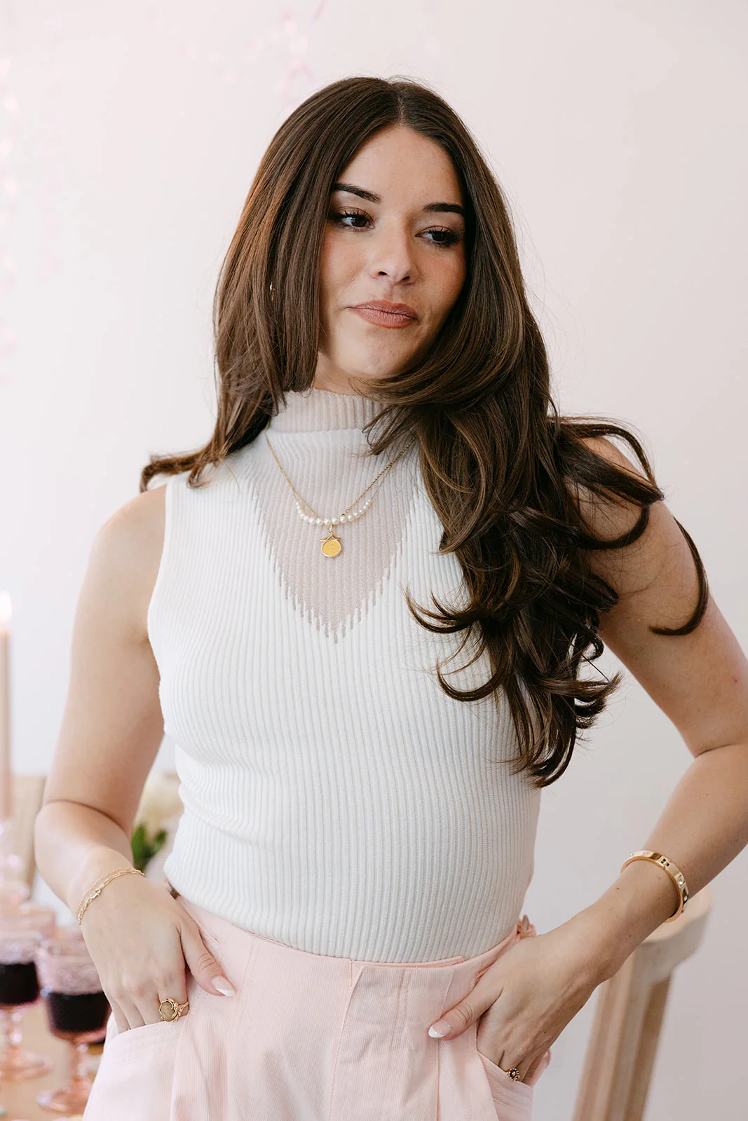 Rhea Cream Ribbed & Mesh Tank - Image 7
