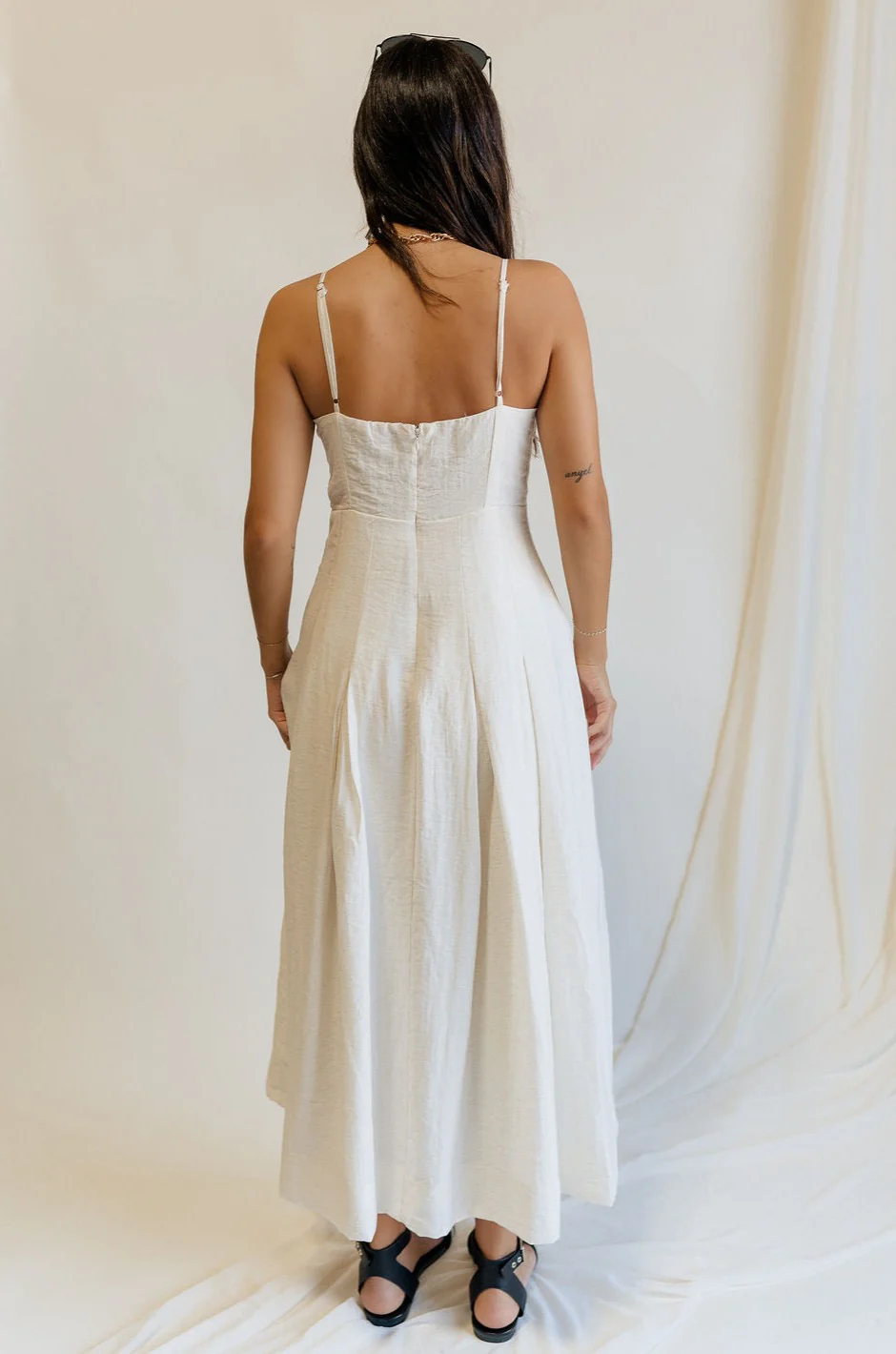 Rhea Ivory Linen Key Hole Midi Dress - Image 5