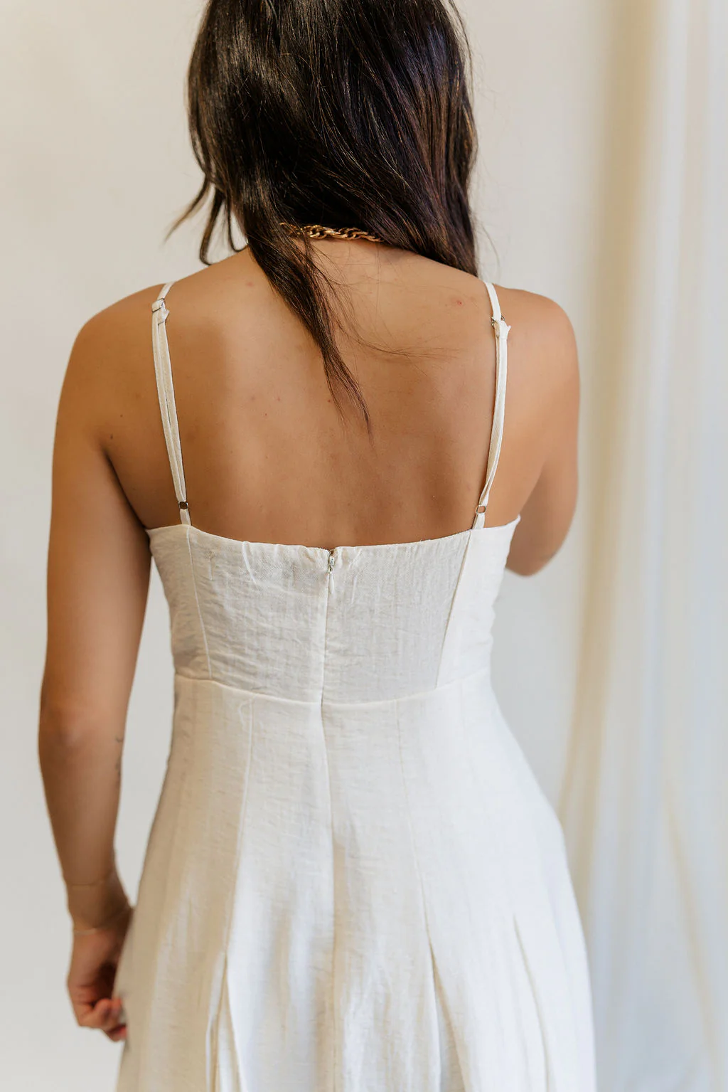 Rhea Ivory Linen Key Hole Midi Dress - Image 8