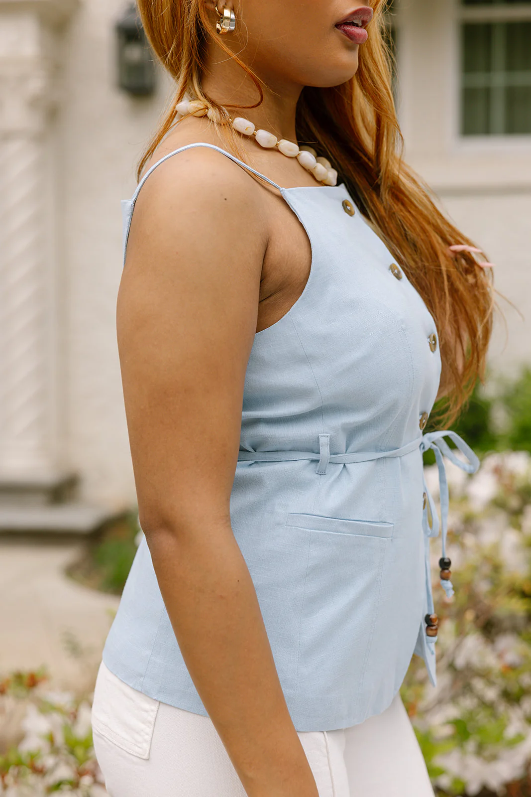 Rhea Light Blue Button-Up Tank - Image 3