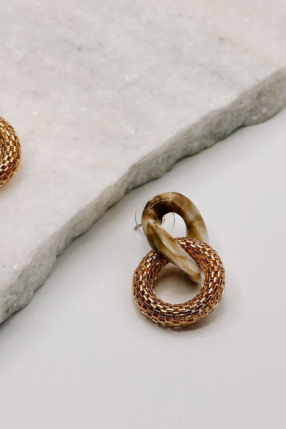 Rhea Natural & Gold Dangle Earring - Image 2