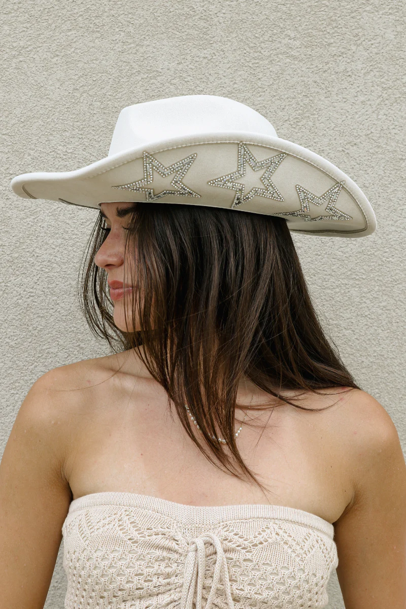 Rhinestone Cowgirl Hat in Ivory - Image 2