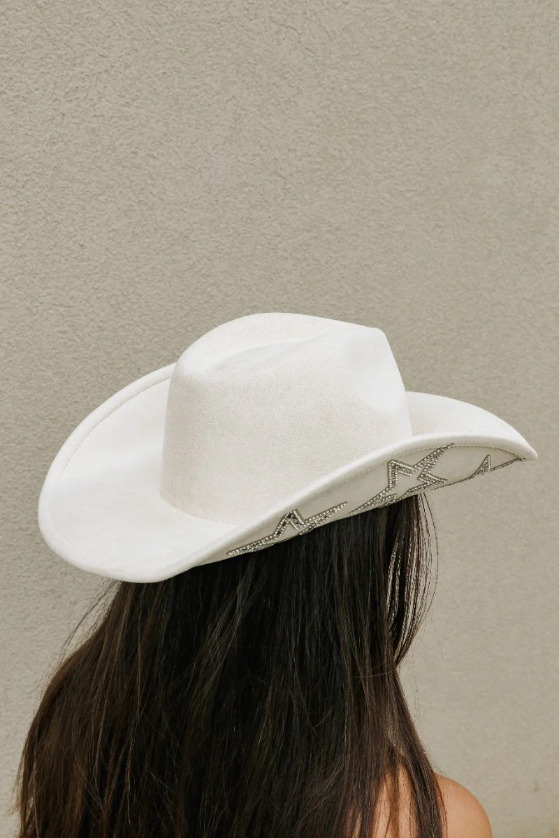 Rhinestone Cowgirl Hat in Ivory - Image 4
